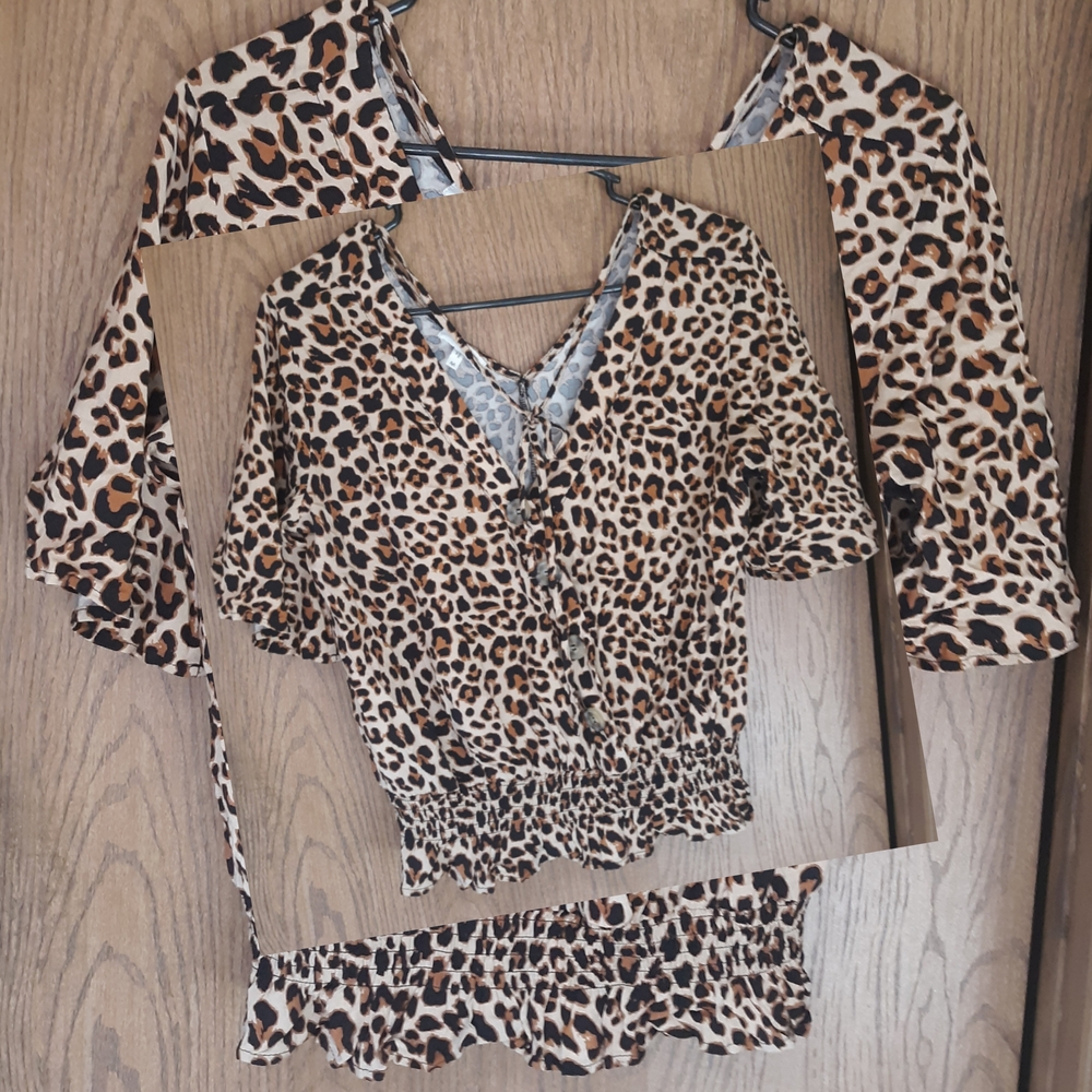 Maurices Animal Print Top - Brown and Gray